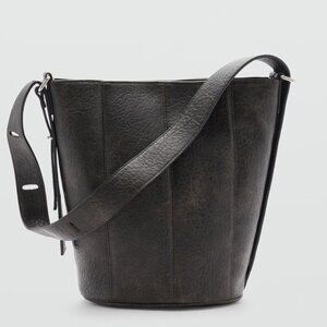 MANGO Brown Faux-leather Bucket Handbag/NWT